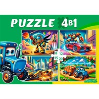 Пазл 4 в 1 Машинки и роботы 8, 12, 15, 20 эл. П-3409
