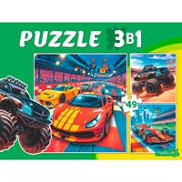 Пазл 3 в 1 Дрифт машинки 3 картинки по 49 эл. П-3457