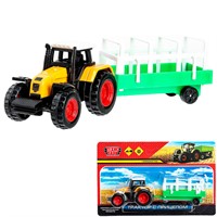 Модель 1837847-R Трактор с прицепом 15см, подвижные детали, ассорт. 4 модели Технопарк в коробке