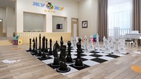 Шахматные фигуры Жу-Жу напольные с защелкой "Гигантские Про", король 910 мм (бело-серые) 32 шт