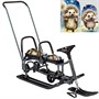 Снегокат 507 высокий SNOWKAT TWINS BABY Wheel для двоих, с 2 склад спинк. П-обр толкат. колёса Ежики - фото 28040632