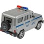Модель HUNTER-11POL-SR УАЗ  ХАНТЕР ПОЛИЦИЯ длина 10,5 см, инерция, серебристый Технопарк  в коробке - фото 32996057