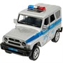 Модель HUNTER-124SL-POLGY UAZ ХАНТЕР ПОЛИЦИЯ 17 см, двери, инерц, сереб Технопарк  в коробке - фото 32998378