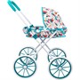 Коляска д/куклы Miss Kapriz MKD15 Бирюзовая в облаках, большие колеса в пак. - фото 33005200