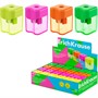 Точилка пластик Wave Mini, Neon с контейнером ассорти 60058 ErichKrause - фото 41771631