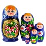 Деревянная Матрешка 5 мест средняя - золотой медальон-синяя MS0503LyPM-05 - фото 41875327