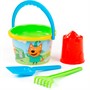 Песочный набор Три кота.Мир приключений №4:Ведро среднее с наклейкой,ситечко,лопатка,грабельки,формочка замок башня 91604 - фото 47047882