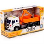 Автомобиль Сити бортовой с ковшом инерционный со светом и звуком оранжевый в коробке 96005 П-Е - фото 47048813