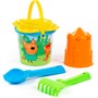 Песочный набор Три кота. Мир приключений №2: Ведро малое с наклейкой, ситечко-цветок, совок №2, грабельки №2, формочка (замок башня) 91581 - фото 47082659