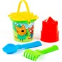 Песочный набор Три кота. Мир приключений №2: Ведро малое с наклейкой, ситечко-цветок, совок №2, грабельки №2, формочка (замок башня) 91581 - фото 47082660