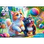Пазл 24 Макси Кот и щенок с мячом УК24-0210 - фото 47088366
