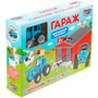 Модель PF-BLUETRACTOR-SET Синий Трактор Гараж с коровой и овцой Технопарк в кор. - фото 47949526