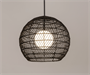 Подвесной светильник черный шар ротанг Д30 см - фото 50469136