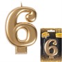 Свеча-цифра "6" Золотая 8 см 1502-2839 - фото 62741272