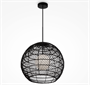 Подвесной светильник черный шар ротанг Д40 см - фото 62754776