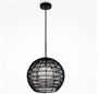 Подвесной светильник черный шар ротанг Д30 см - фото 62754785