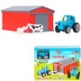 Модель PF-BLUETRACTOR-SET-WOD Синий Трактор Гараж с коровой и овцой Технопарк в кор. - фото 62772290