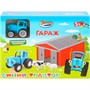 Модель PF-BLUETRACTOR-SET-WOD Синий Трактор Гараж с коровой и овцой Технопарк в кор. - фото 62772291