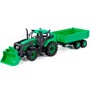 Трактор Прогресс с бортовым прицепом и ковшом инерционный зелёный в лотке 94650 - фото 62780041