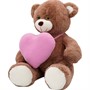 Медведь Виктор 35/42 см со средним флисовым сердцем цикламен 0878535S-48 - фото 62787591