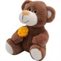 Медвежонок Сильвестр шоколадный 20/25 см с желтой розой 0913620-211 - фото 62787603