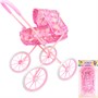 Коляска д/куклы Miss Kapriz MKD15A Сердечки на розовом, большие колеса в пак. - фото 62794853