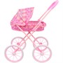 Коляска д/куклы Miss Kapriz MKD15A Сердечки на розовом, большие колеса в пак. - фото 62794856