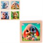 Деревянная Пазл-рамка Милые животные-3 10x10 см, 4 шт. в наборе ИД-0207 - фото 62805612