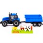 Трактор Прогресс с прицепом инерционный синий + конструктор Макси 6 элементов 02284 П-Е /8/. - фото 62814016