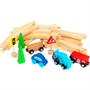 Деревянная Железная дорога Синий трактор 21 элемент Буратино STR39 - фото 64673975