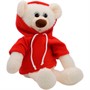 Медведжонок Ермак белый шар. для мел. моторики в красной толстовке флис 21/30 см, 09678W21-36 - фото 69767182
