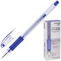 Ручка гелевая синяя 0,5мм Crown "Hi-Jell Grip игольчатый стержень HJR-500NB - фото 69786829