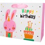 Пакет 24,5х9,5х19,5см Happy birthday Заяц с подарком 141V-850 - фото 69837699