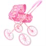 Коляска д/куклы Miss Kapriz MKD15A Сердечки на розовом, большие колеса в пак. - фото 69886032
