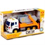 Автомобиль контейнеровоз Сити инерц. свет, звук оранжевый в коробке 86228 П-Е /8/ - фото 69887316