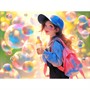 Набор для творчества Алмазная мозаика 30х40см Девочка в пузырях НД-6308 - фото 69890342