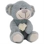 Медвежонок Сильвестр серый, 20/25 см, с шариками для мелкой моторики с белой розой, 0913920-212 - фото 69891074