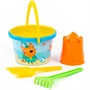 Песочный набор Три кота.Мир приключений №4:Ведро среднее с наклейкой,ситечко,лопатка,грабельки,формочка замок башня 91604 - фото 69895345