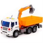 Автомобиль Сити бортовой с ковшом инерционный со светом и звуком оранжевый в коробке 96005 П-Е - фото 69936556