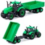 Трактор Прогресс с бортовым прицепом инерционный зелёный в лотке 94605 П-Е - фото 69938139