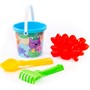 Песочный набор "Три кота"  №8: Ведро малое с наклейкой, совок №2, грабельки №2, формочка краб №1 П-Е /18/ - фото 69942741