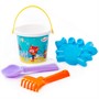Песочный набор "Три кота"  №8: Ведро малое с наклейкой, совок №2, грабельки №2, формочка краб №1 П-Е /18/ - фото 69942743