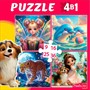 Пазл 4 в 1 Яркие пазлы для девочек 9,16, 25, 36 эл. П-3419 - фото 69946536