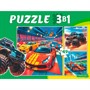 Пазл 3 в 1 Дрифт машинки 3 картинки по 49 эл. П-3457 - фото 69946542