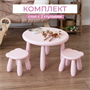 Стол детский TINI-1шт.+Табурет детский TEDDY-2шт. (розовый) - фото 70400420